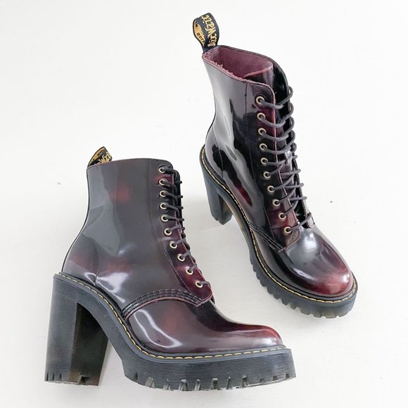 Dr. Martens Shoes - Dr. Martens Red Heeled Kendra Boots Women's Size 7 Arcadia Leather Platform